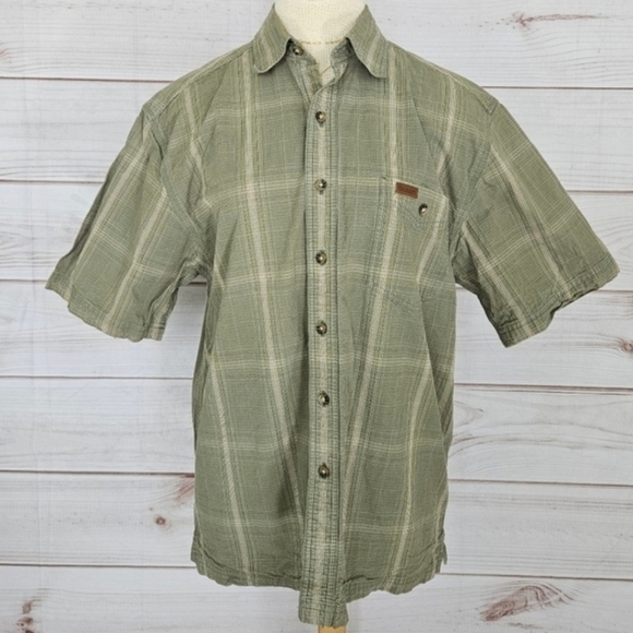 Carhartt Short Sleeve Cotton Utility Work Shirt in Sage Green Stripe Size Medium - Picture 10 of 10